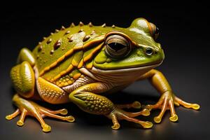 European tree frog, Hyla arborea isolated on solid colour background. ai generative photo