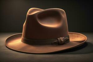 Cowboy hat on a wooden table. ai generative photo