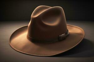 Cowboy hat on a wooden table. ai generative photo