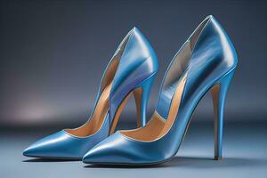 High heel women shoes on a solid colour background. ai generative photo