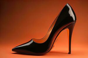 High heel women shoes on a solid colour background. ai generative photo