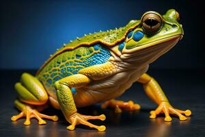 European tree frog, Hyla arborea isolated on solid colour background. ai generative photo