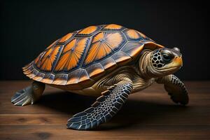 un mar Tortuga aislado en sólido color antecedentes. ai generativo foto