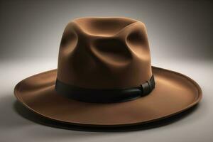 Cowboy hat on a wooden table. ai generative photo