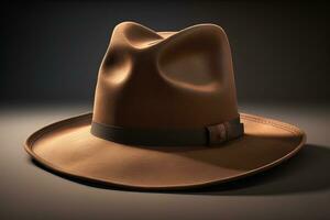 Cowboy hat on a wooden table. ai generative photo
