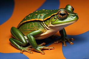 European tree frog, Hyla arborea isolated on solid colour background. ai generative photo