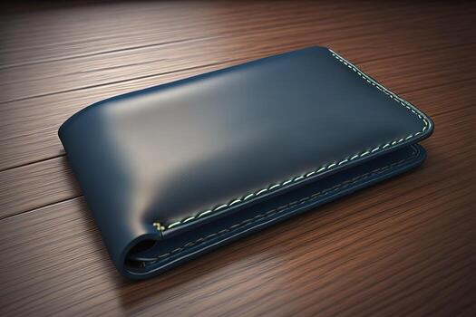 A leather wallet on a wooden background. ai generative photo