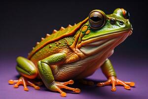 European tree frog, Hyla arborea isolated on solid colour background. ai generative photo