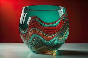 Colorful glass pot on a dark background. ai generative photo
