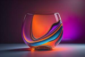 Colorful glass pot on a dark background. ai generative photo