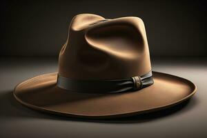 Cowboy hat on a wooden table. ai generative photo