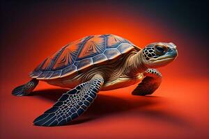 a sea turtle isolated on solid color background. ai generative photo