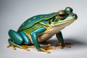 European tree frog, Hyla arborea isolated on solid colour background. ai generative photo