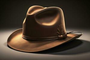 Cowboy hat on a wooden table. ai generative photo