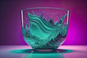 Colorful glass pot on a dark background. ai generative photo