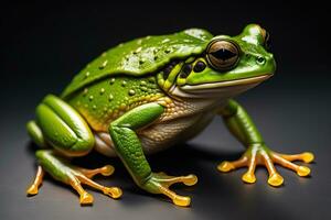 European tree frog, Hyla arborea isolated on solid colour background. ai generative photo