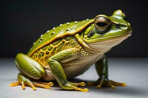 European tree frog, Hyla arborea isolated on solid colour background. ai generative photo