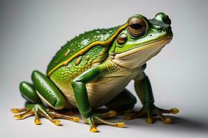 European tree frog, Hyla arborea isolated on solid colour background. ai generative photo