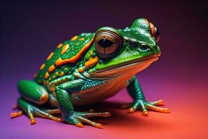 European tree frog, Hyla arborea isolated on solid colour background. ai generative photo