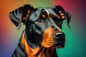 Portrait of a cute dog on a colorful background. Studio shot. ai generative photo