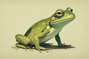 Frog on a green background. Vector illustration of a frog. ai generative photo