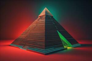 Creative and colorful pyramid on a solid color background. ai generative photo