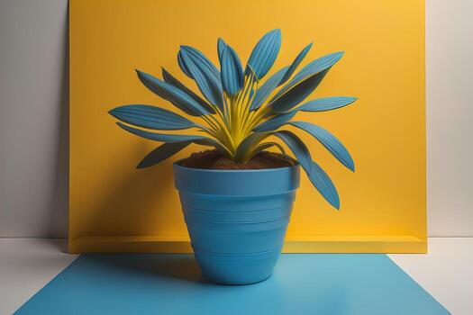Flowers in a pot on a solid color background. ai generative photo