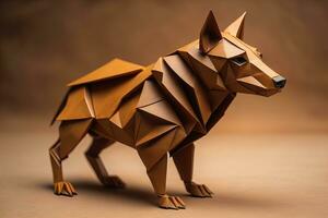 Paper origami animal isolated on solid color background. ai generative photo