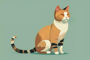 Cute cat sitting on the floor. Vector illustration in retro style. ai generative photo