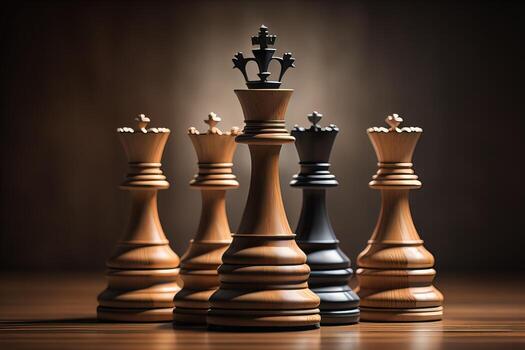 Different chess piece on a solid color background. ai generative photo