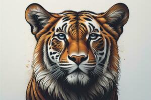 Portrait of a tiger on a solid color background. Close-up. ai generative photo