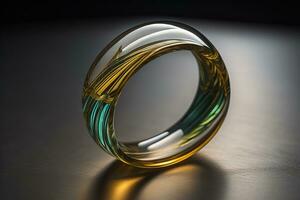 Colorful glass rings on a black background. ai generative photo