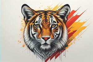 Tiger head with colorful background. ai generative photo