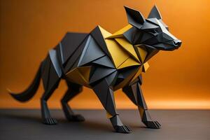 Paper origami animal isolated on solid color background. ai generative photo