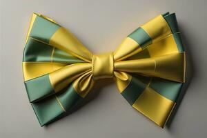 Beautiful and stylish bow tie on a solid colored background. ai generative photo