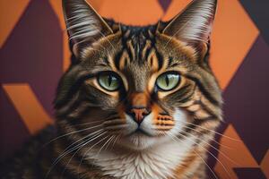 Portrait of a beautiful Maine Coon cat on a dark background. ai generative photo