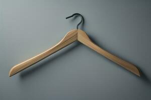 Wooden clothes hanger hanging on the wall. ai generative photo