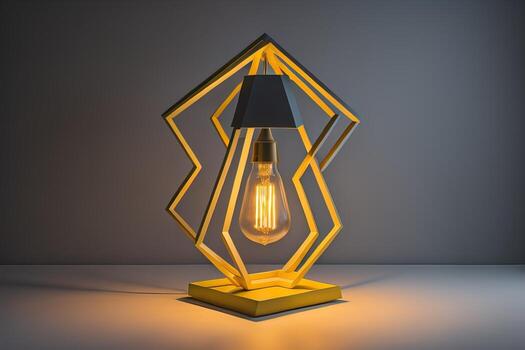 a modern lamp on a solid color background. ai generative photo