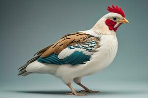 Colorful chicken on a solid color background, studio photo. ai generative photo