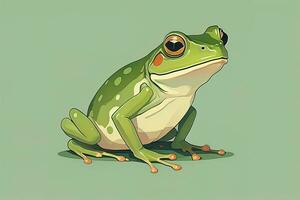 Frog on a green background. Vector illustration of a frog. ai generative photo