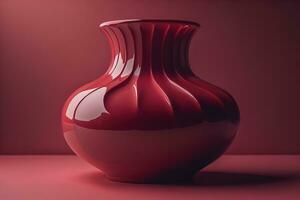 Ceramic vase on a solid color background. ai generative photo