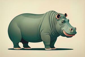 Hippopotamus standing on its hind legs. Vector illustration. ai generative photo