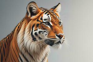 Portrait of a tiger on a solid color background. Close-up. ai generative photo