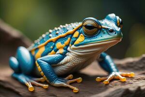 European tree frog, Hyla arborea isolated on solid colour background. ai generative photo