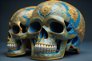 Day of the Dead sugar skull. Mexican sugar skull. ai generative photo