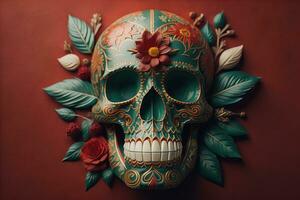 Day of the Dead sugar skull. Mexican sugar skull. ai generative photo