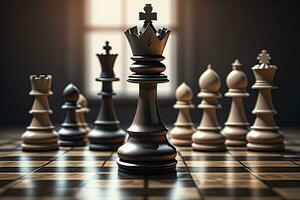 Different chess piece on a solid color background. ai generative photo