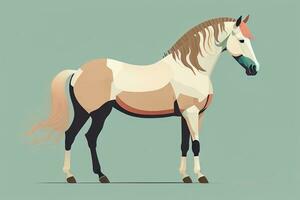 Brown and white horse standing. Vector illustration. ai generative photo