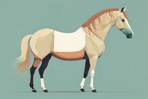 Brown and white horse standing. Vector illustration. ai generative photo