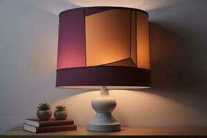 decorative table lamp on solid color background. ai generative photo